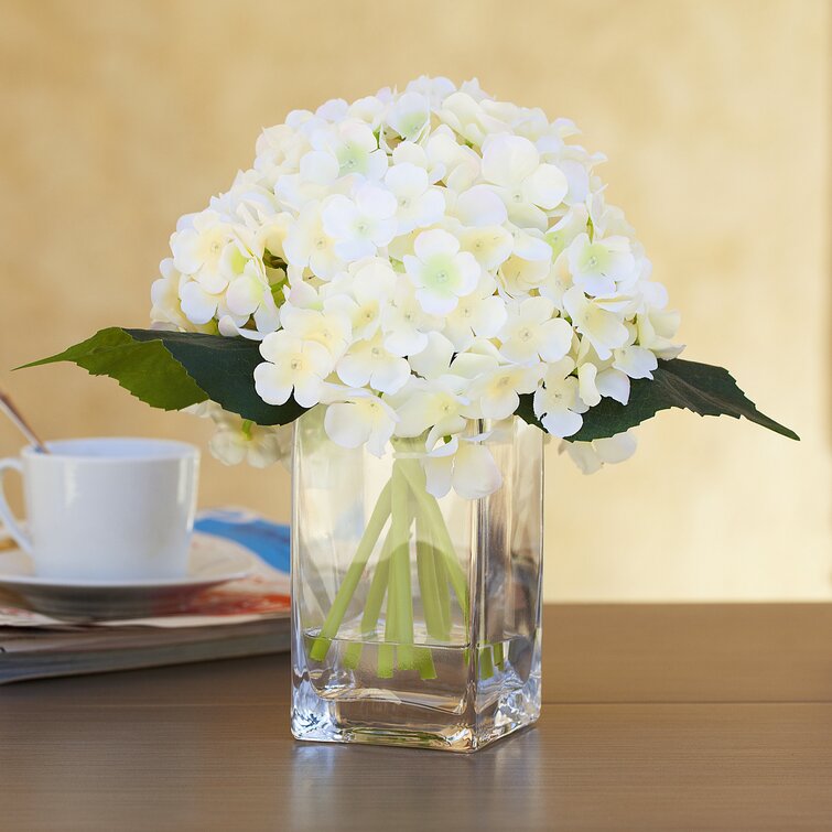 Primrue Silk Hydrangea Arrangement in Vase | Wayfair