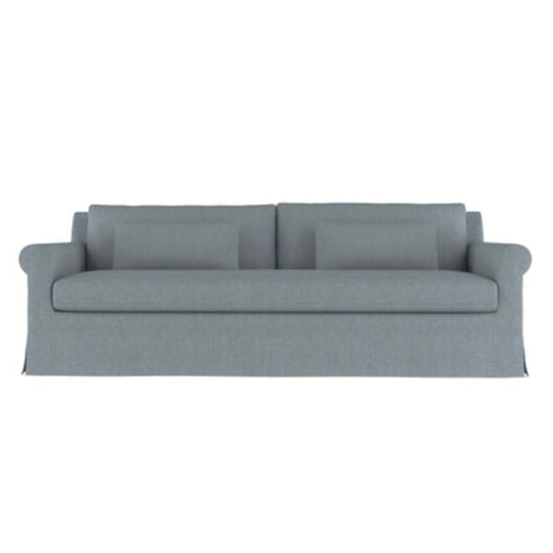 Canapé à accoudoirs arrondis Ludlow, H 34 po x l 84 po x P 38 po, Ébène, Brume de lin Box Weave