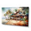 Tropical Beach House - art mural de plage côtière pour le salon-402331742-402331738