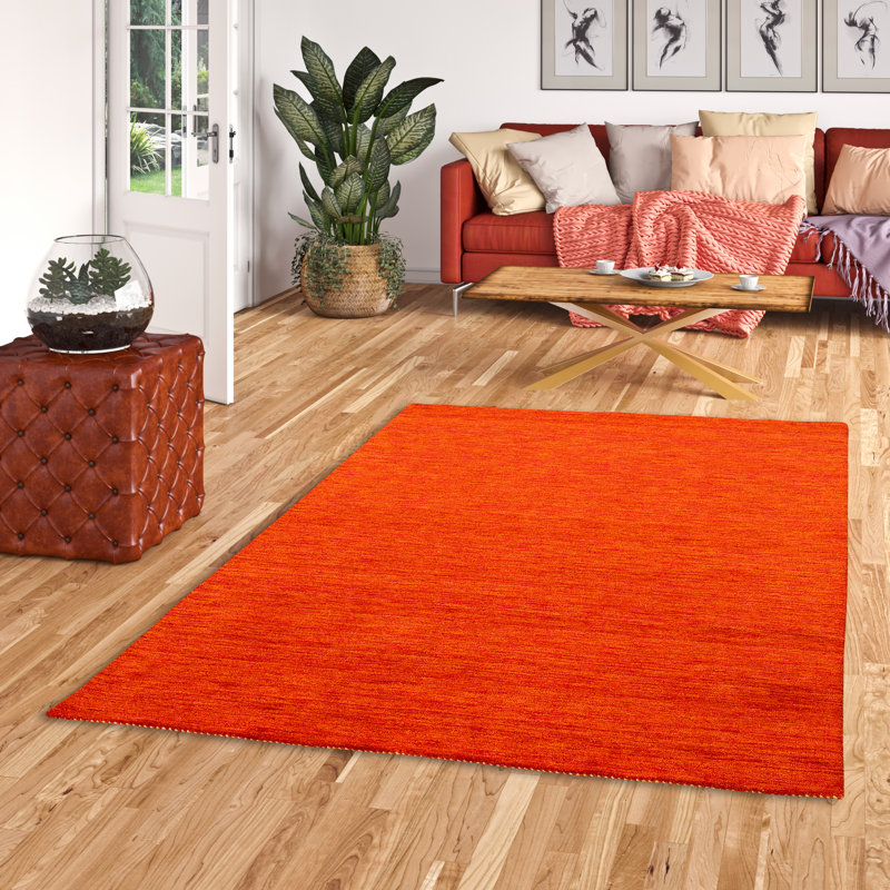 Delegal Solid Colour Wool Area Rug, Rectangle 140 x 200cm