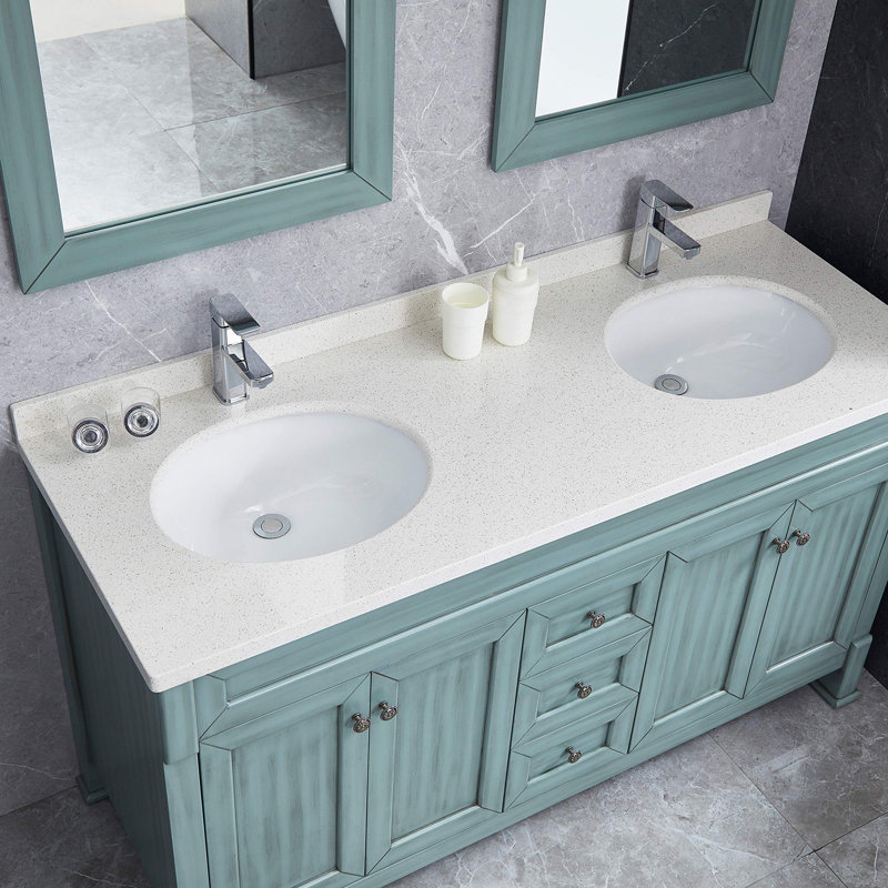 Lavabo de salle de bain ovale blanc encastré avec trop-plein