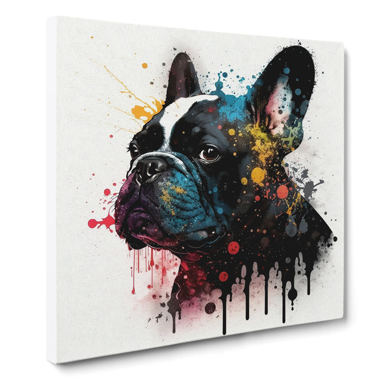 French Bulldog Splatter - Wrapped Canvas, 35cm H x 35cm W x 3cm D