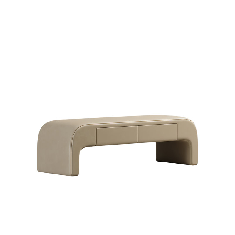 Simple Solid Wood End-of-Bed Bench, Off White