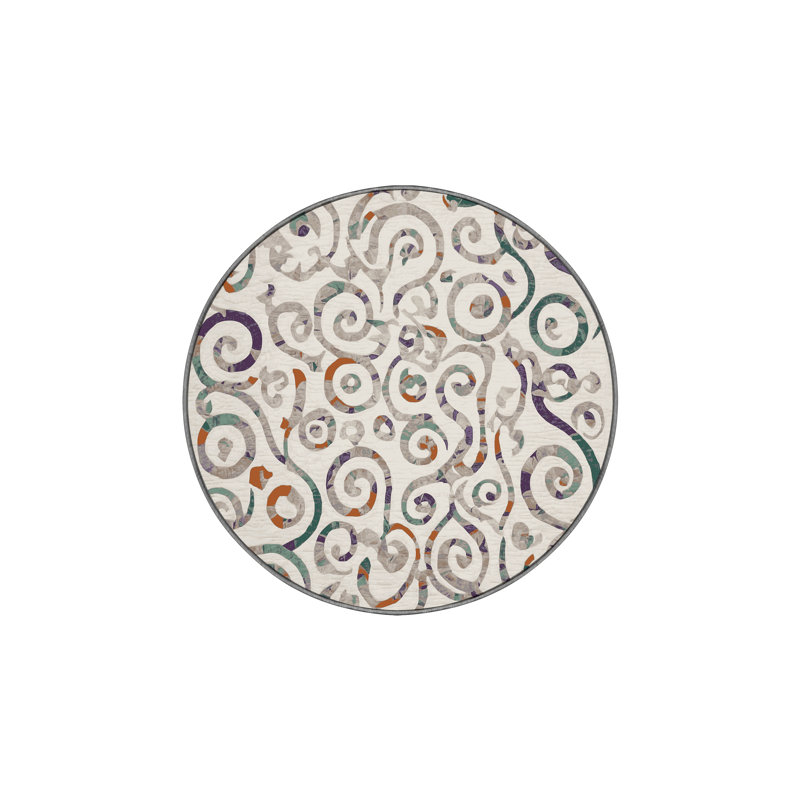 Machine Washable Gray Area Rug, Round 8'