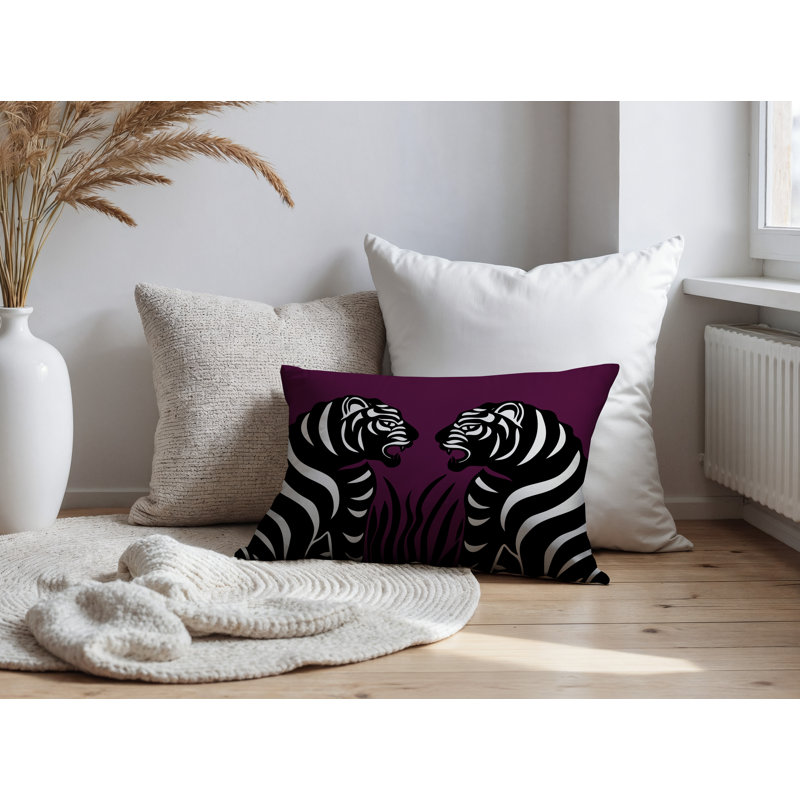 Oreiller rectangulaire réversible intérieur / extérieur Pulo Tiger, Mauve, H 25 po x l 18 po