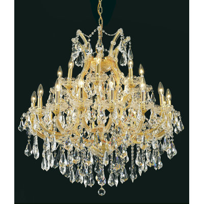 Stockard 24 - Light Glass Dimmable Tiered Chandelier