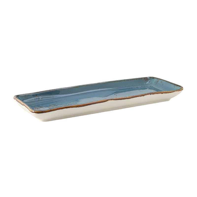Plateau en porcelaine Tuxton, H 1,3 po x l 13,75 po x P 5 po, Bleu