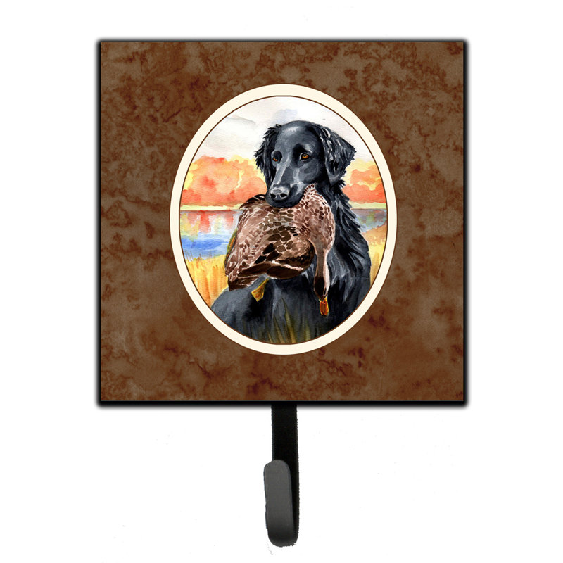 Pelin Metal Wall Organizer with Key Hooks, Brown/Salmon/Blue, Flat Coated Retriever