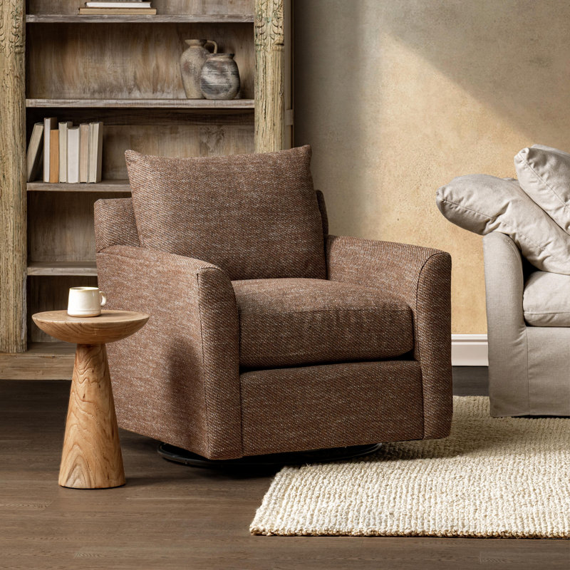 Olivia Upholstered Swivel Armchair, Dawn Pearl