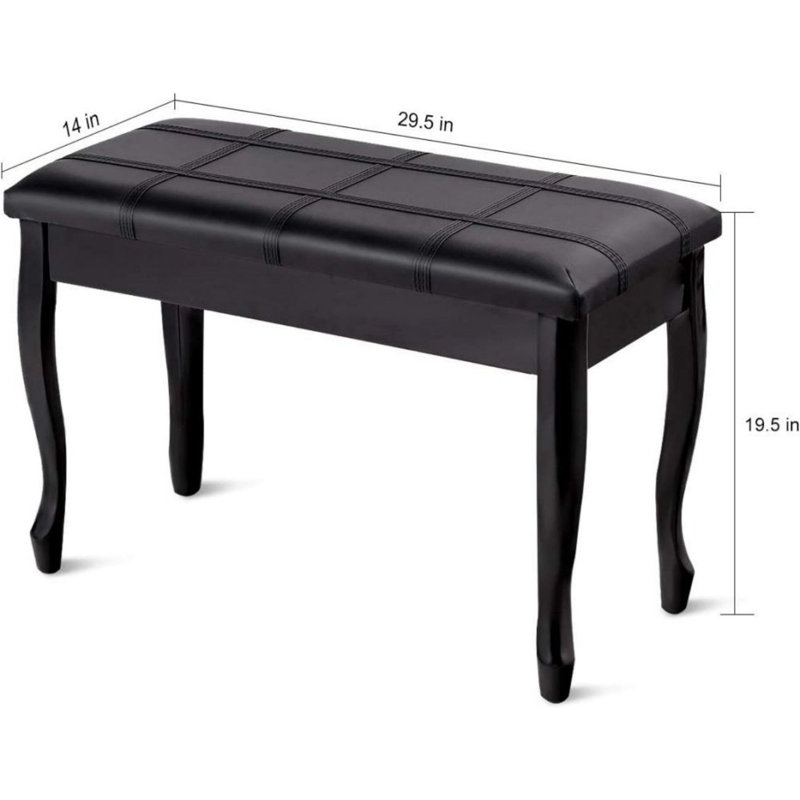 Banc de rangement en similicuir, Noir