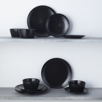 Noritake Colorscapes Swirl 12-Piece Coupe Dinnerware Set, Service For 4