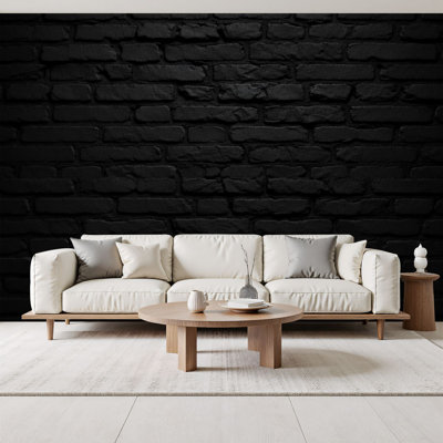 Modern Peel and Stick Wallpaper Textured Black Brick Wall Weathered Appearance Wall Murals 69"H x 96"W Removable PVC Wall Paper Self-Adhesive Wall Decor for Bedroom Living Room