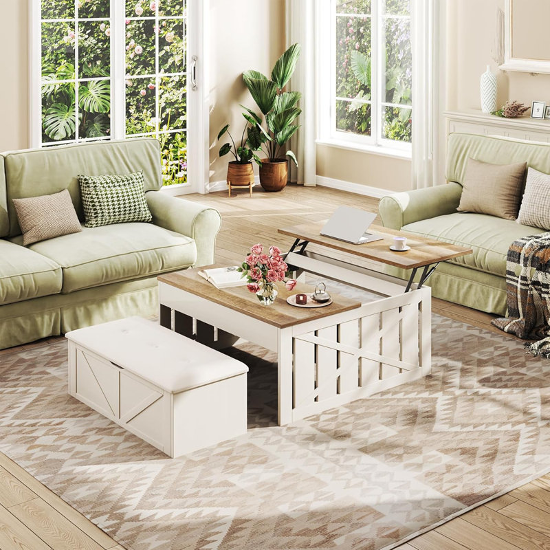 Table basse avec banc de rangement Lift Up, Grey