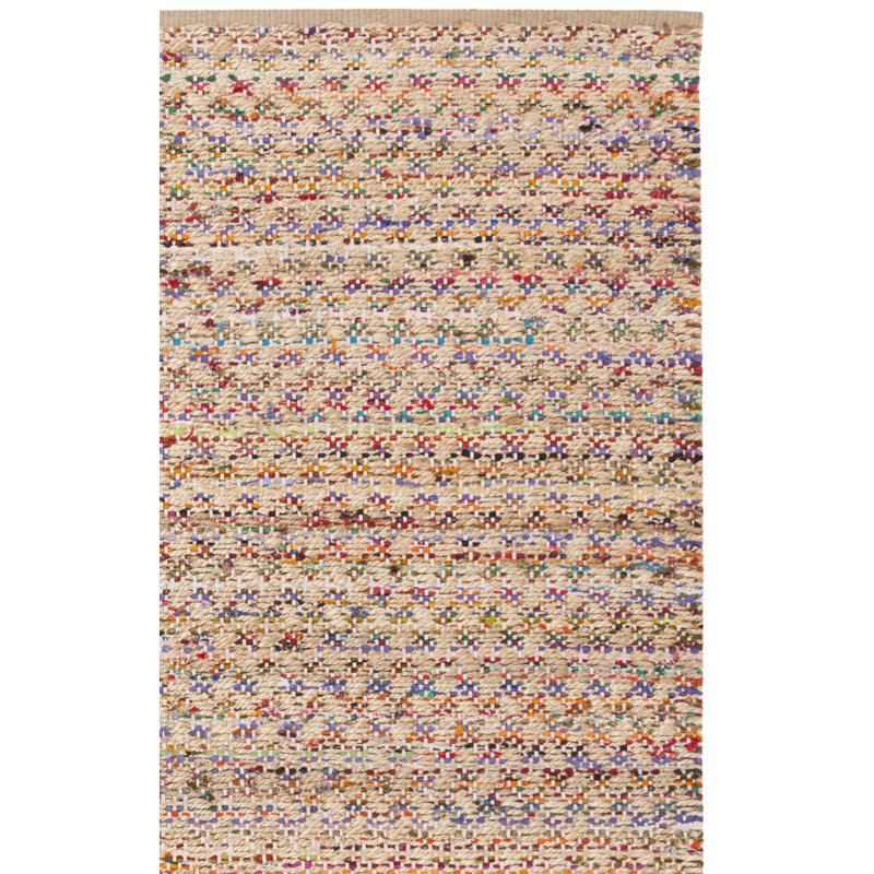 Herzig Handmade Flatweave Jute/Sisal Red/Natural Area Rug, Rectangle 4' x 6'
