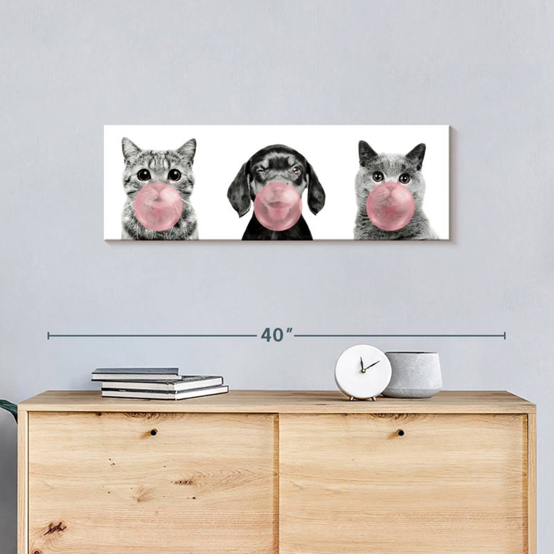Bubble Gum, animaux de compagnie sur toile, H 10 po x l 30 po x P 1,25 po