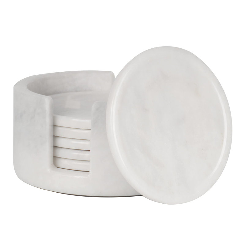 Ensemble de sous-verres en marbre 6 pièces avec support