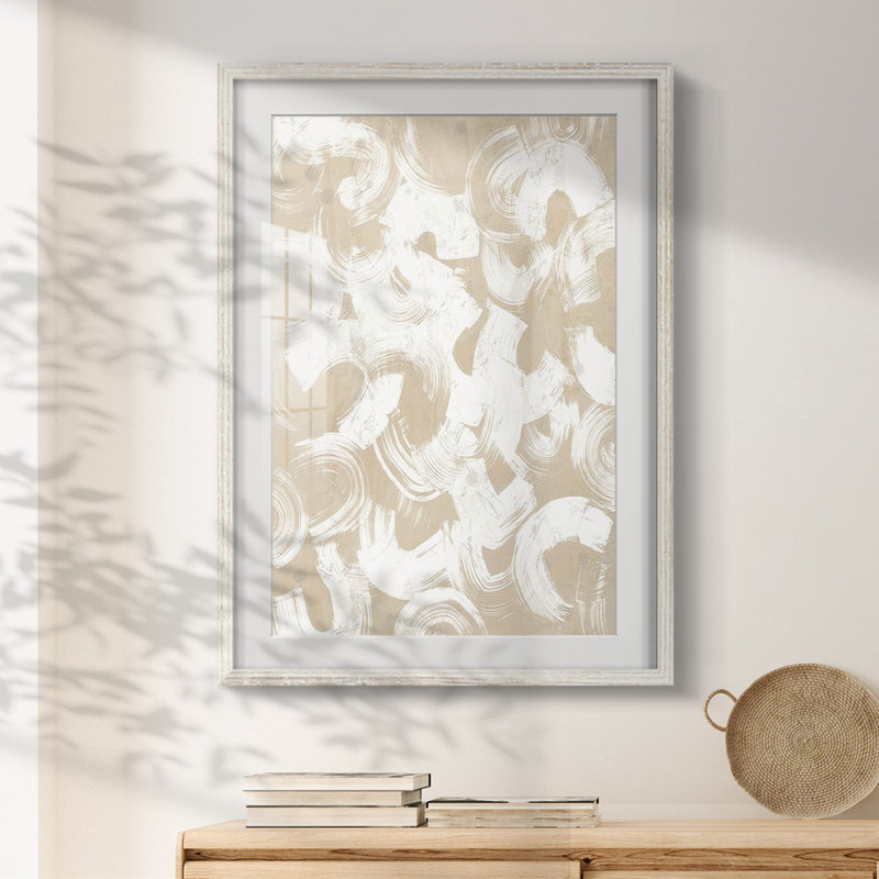 Swish Stone I - impression encadrée, H 28,5 po x l 20,5 po, Blanc