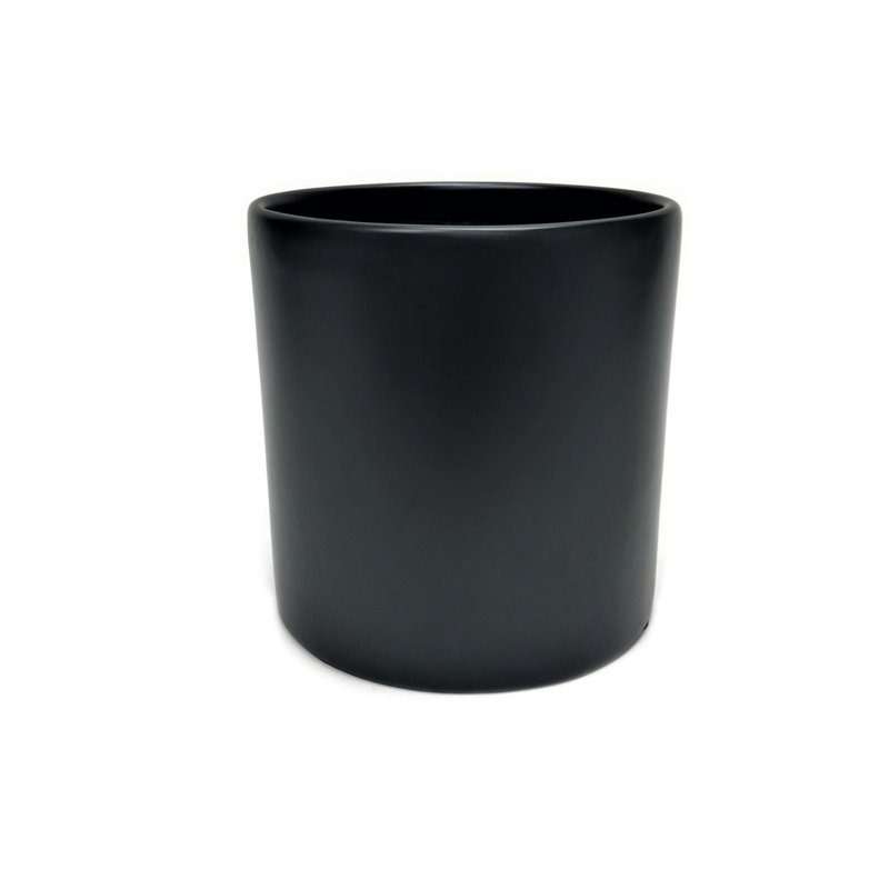 Fiberglass Round Pot Planter, Black, 12" H x 12" W x 12" D