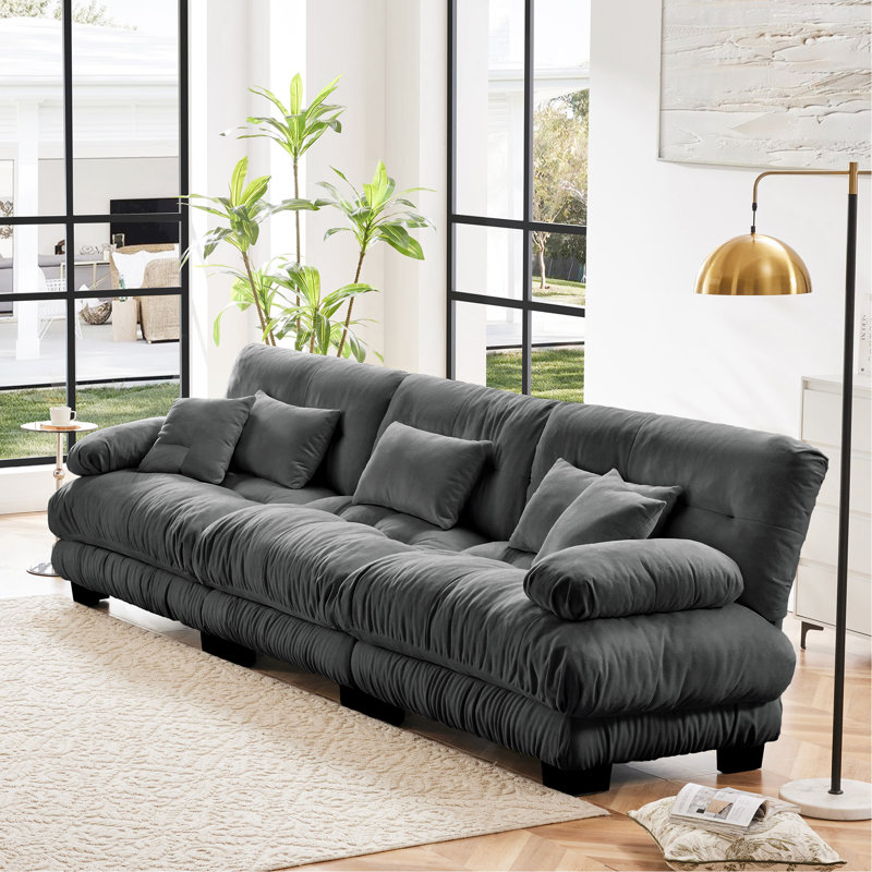 3-Seater Sectional Sofa Modular Deep Seat Sofa Couch, Chenille Sofa Soft Comfy Upholstered Furniture For Living Room, Apartment, Studio, Office, Chenille
