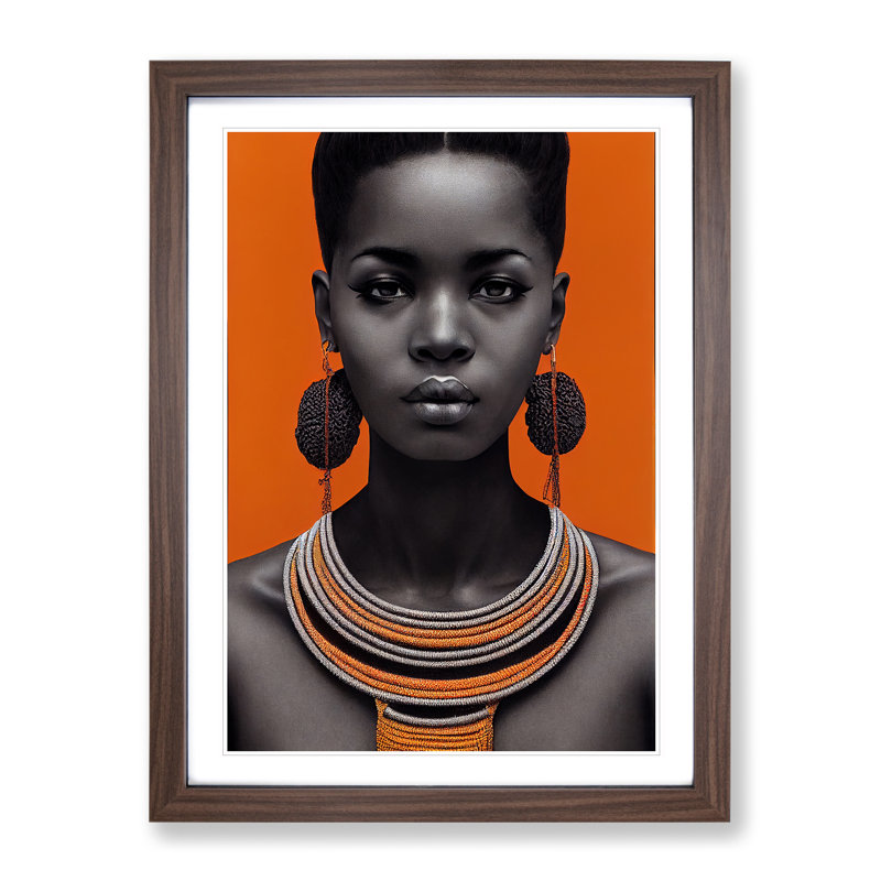 The Resplendent Woman - Single Picture Frame Painting, 64cm H x 46cm W x 2cm D, Walnut