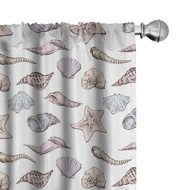 Sea Life Light Filtering Polyester Rod Pocket Curtain Panels