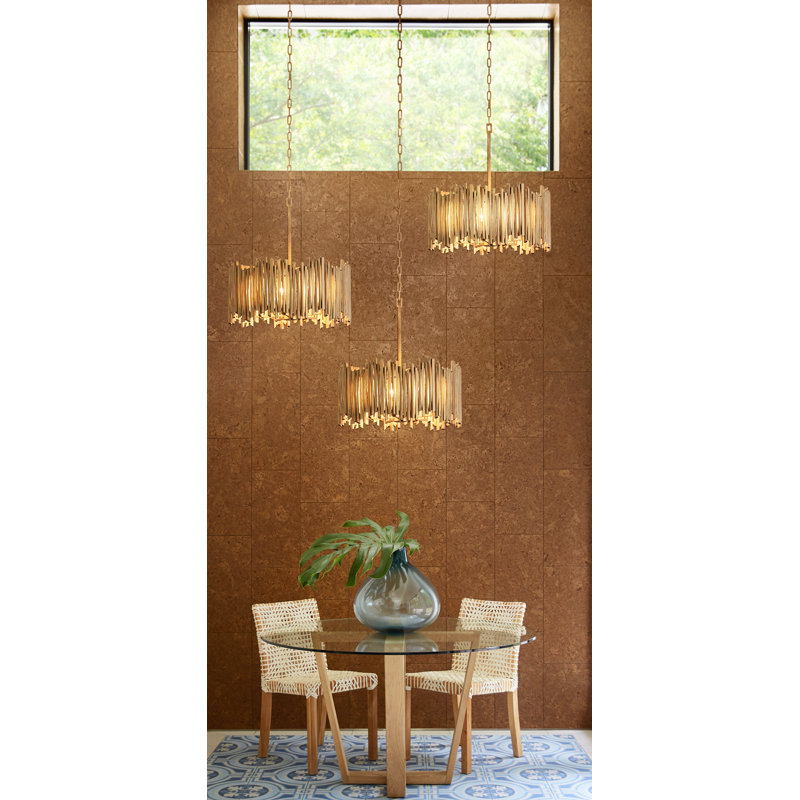 Burnished Gold LED Drum Chandelier with Sculptural Silhouette
