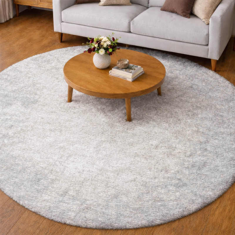 Premium Machine Washable Dream Shag  Abstract Rug, Gray, 8' Round