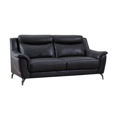 Canapé à accoudoirs évasés en cuir véritable 78 po Groveson