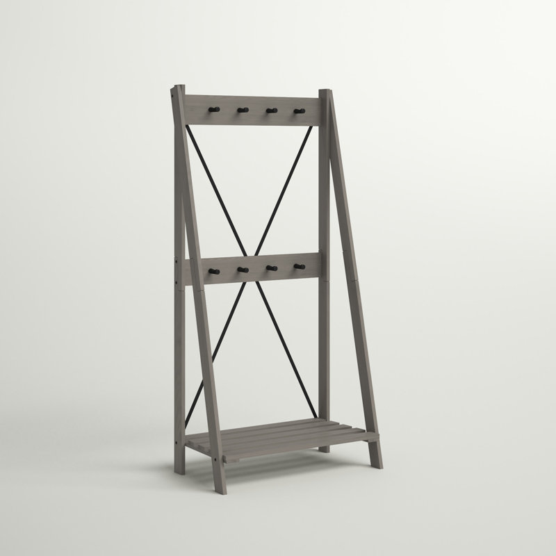 Portemanteau en pin Johnathon, Gris