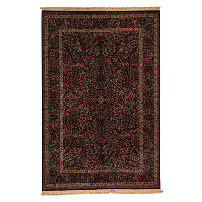 Tapis vert / vin / brun noué à la main de haute qualité