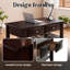 Table basse moderne avec tiroir et tablette inférieure, grande console de rangement de 47 pouces avec plateau en placage Ogumi