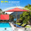 Parasol de jardin rouge brique de 2,74 m (9 pi), protégé et imperméable, 8 baleines, facile à régler pour jardin, terrasse, piscine, extérieur, rouge, protégé, manivelle d'inclinaison pour patio, jardin.