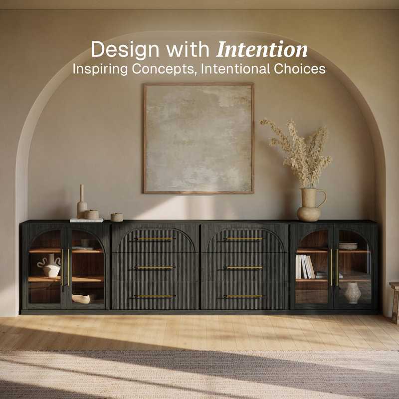 4-Piece Modular Sideboard Set - 1A2C - Ebony, Ebony