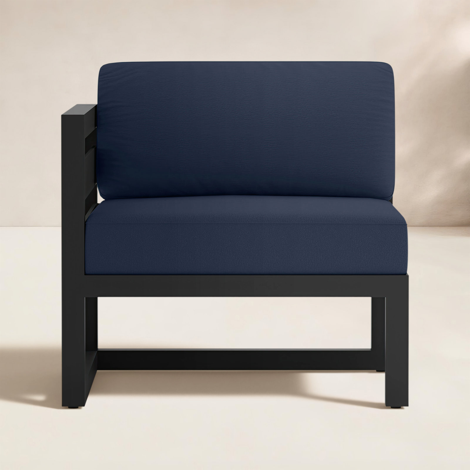 Smith Powder Coated Aluminum Outdoor Lounge Chair , Sunbrella® Cushions Included, Spectrum Indigo, Black