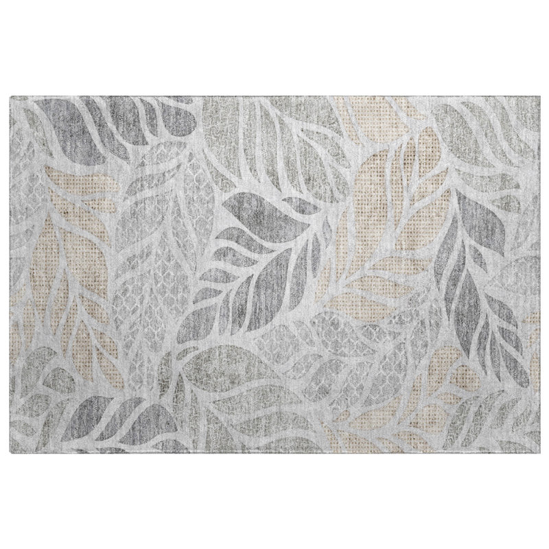 Premium Machine Washable Dream Shag ADS198 Leaves Rug, 2'6" x 3'10"