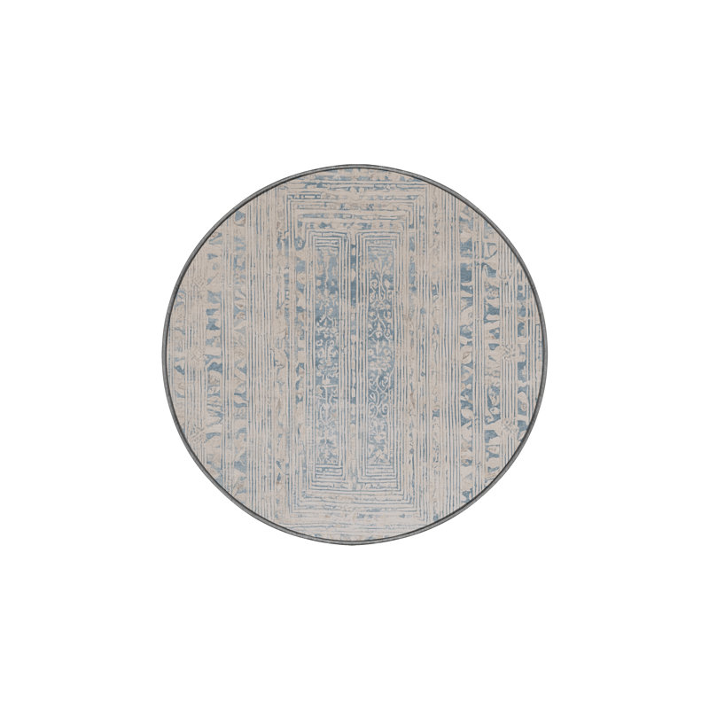 Machine Washable Gray Area Rug, Round 8'