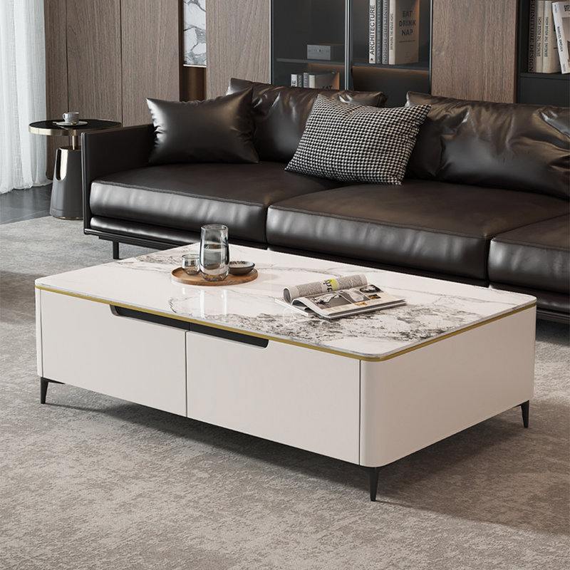 Table basse Modern, Crème, crème, H 16,5 po x L 47,2 po x l 23,6 po