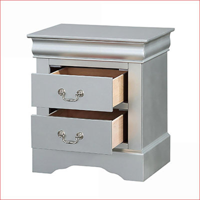 Platinum 2-Drawer Nightstand with Brushed Nickel Handles