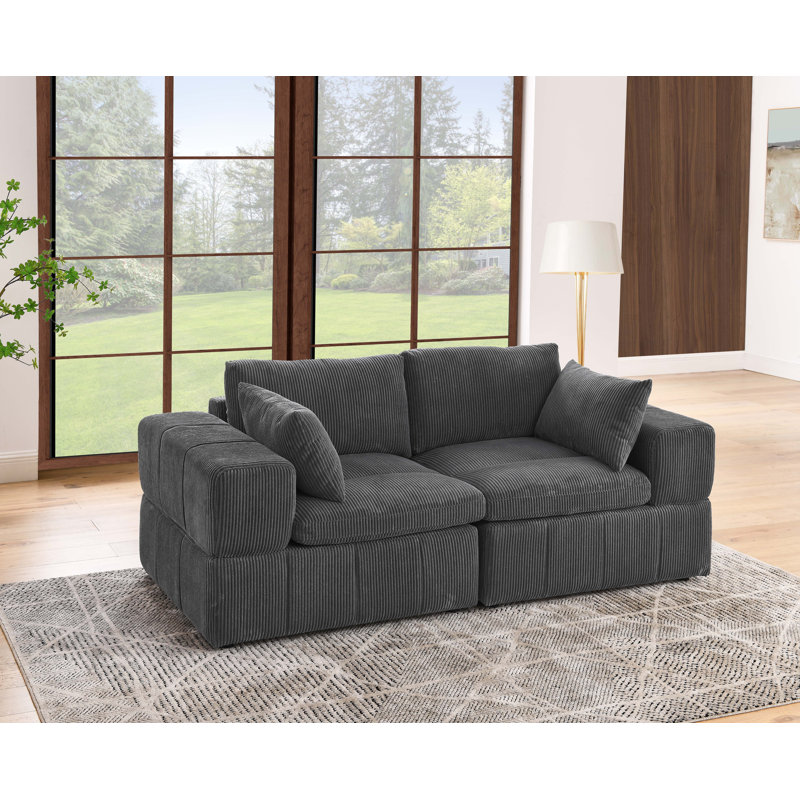 Paulberghwa Corduroy Loveseat, Dark Gray