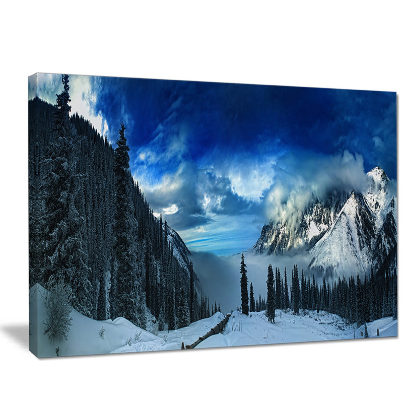 Panorama des montagnes enneigées - reproduction de photo sur toile tendue, H 20 po x l 20 po x P 1 po