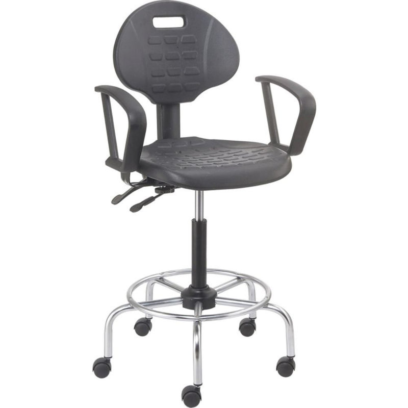 Backed Adjustable Height Ergonomic Industrial Stool Footring