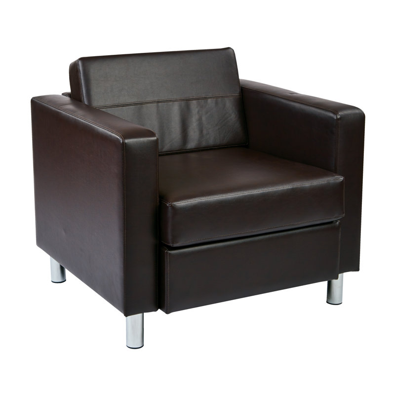 Chaise longue de 32 po de largeur Desantiago, Similicuir espresso