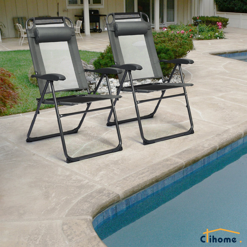 Chaise de camping inclinable / pliante, Noir