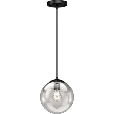 James-Thomas 1-Light Indoor 8"W Black Mini Pendant with Clear Glass Sphere Shade