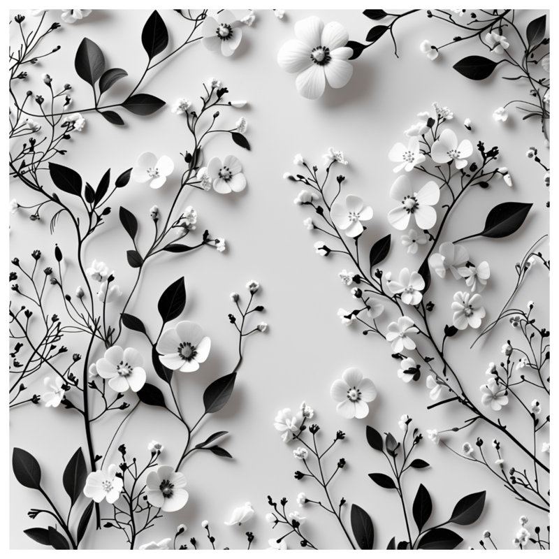 Rideau de douche floral - décor de salle de bain nature minimaliste, L 70 po x H 72 po