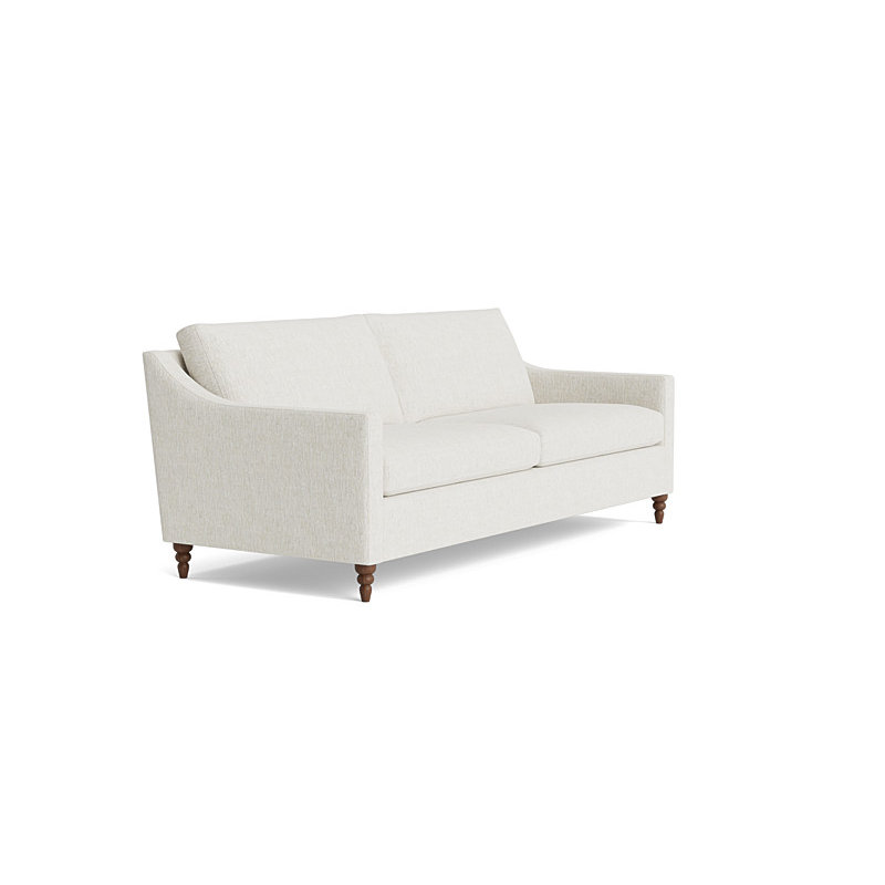 Vera Sofa (85"), Walnut Finish (Turned), Performance Weave - Snow
