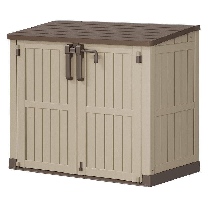 Boîte de rangement extérieure en résine 280 gallons - Boîte de rangement horizontale de 51,1 po de largeur avec double verrou et conception résistante aux intempéries