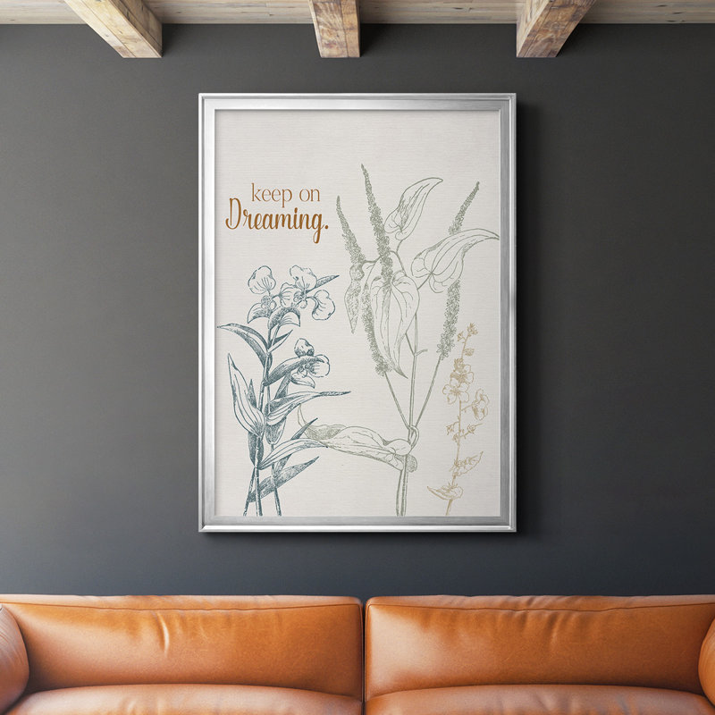 «Keep On Dreaming», toile encadrée de qualité supérieure - prête à être accrochée, H 42,5 po x l 30,5 po, Argent