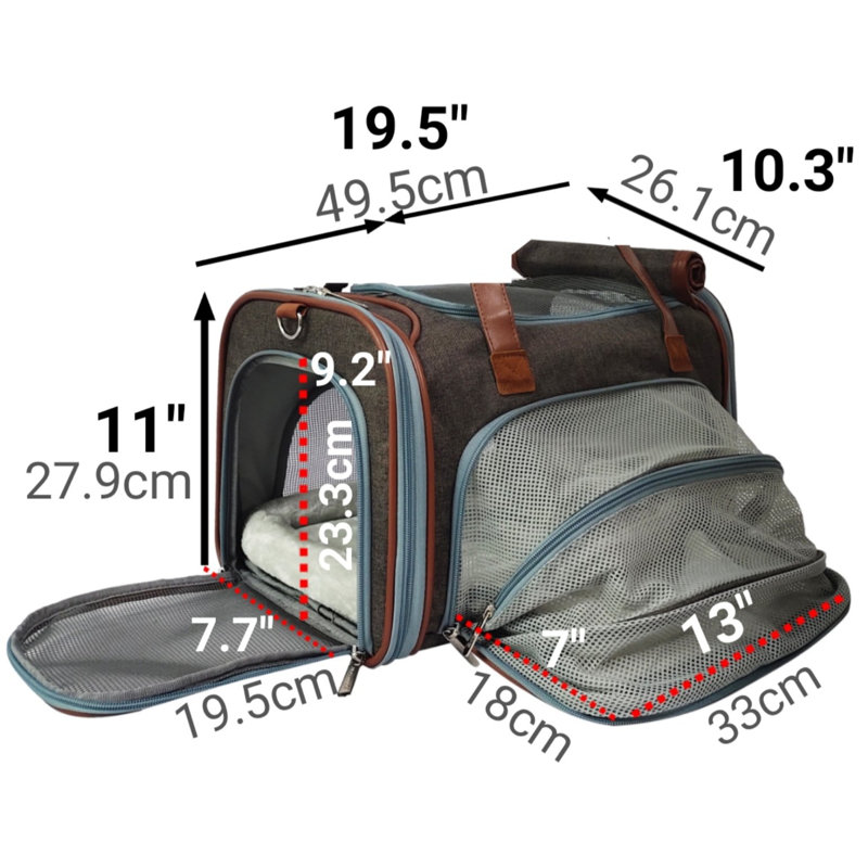 Transporteur extensible pour animaux Airline, Gris platine, H 11 po x l 10,5 po x P 18 po