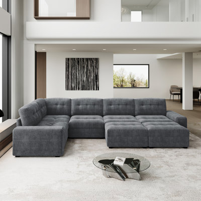 Canapé modulaire en U surdimensionné en velours côtelé de 157,9 pouces Bekey